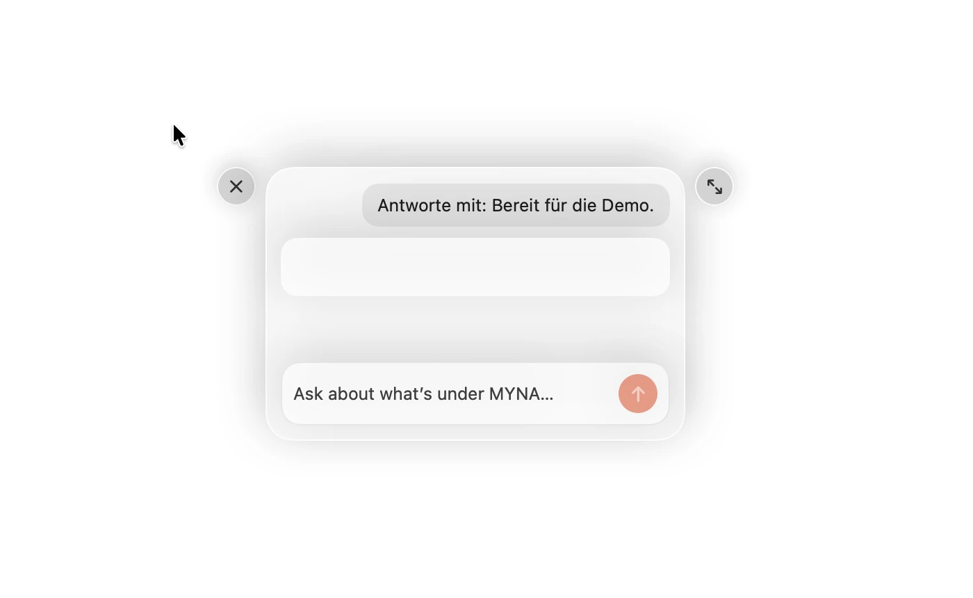 MYNA Cursor-Assistent mit Texteingabe und Sprachaufnahme