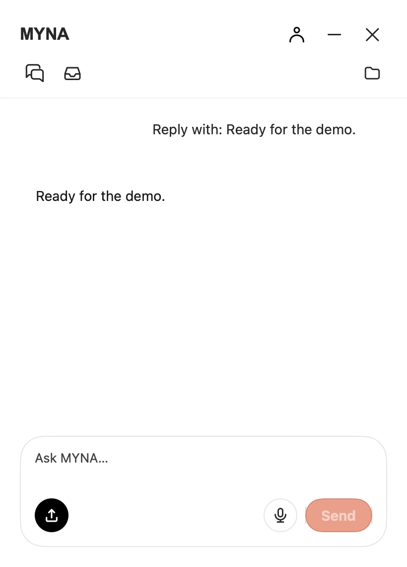 MYNA desktop chat window on macOS